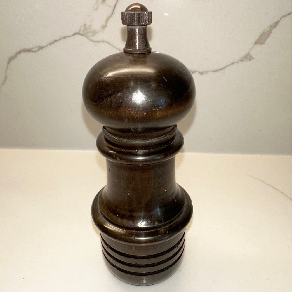 Vintage Italian Wood Pepper Mill Dark Brown
